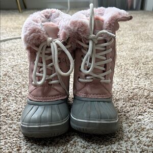 London Fog Pink and Gray Kids Boots